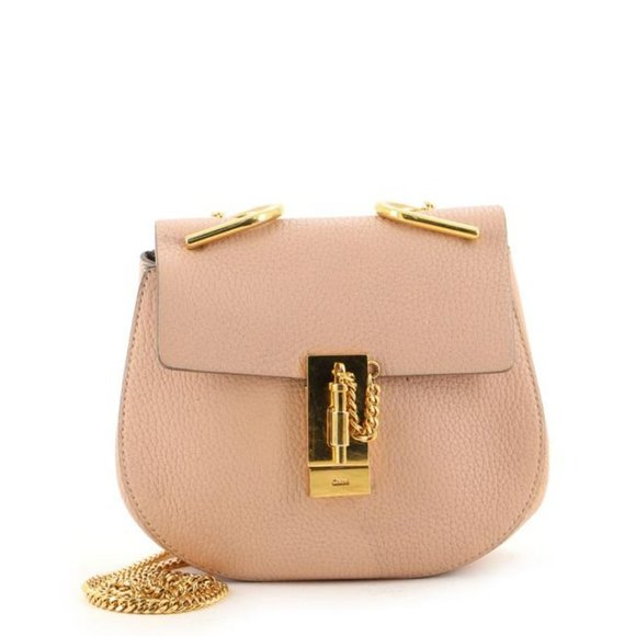 Chloe Handbags - Chloe Drew Cement Pink Pebbled Leather Round Shoulder Crossbody Bag